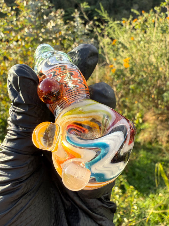 Green Thumb Bob Glass Spoon - Multicoloured/Wigwags #1