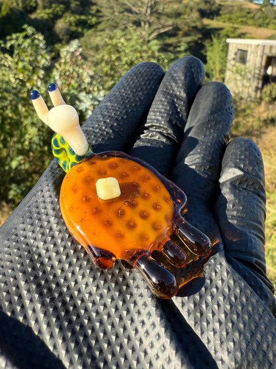 Waffle Glass Pendant - Snail On Waffle #2