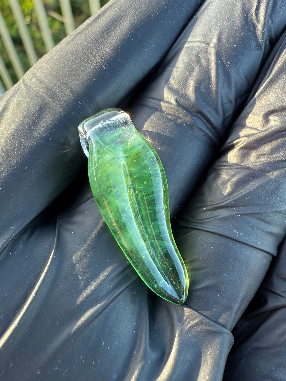 Jims Glass Blowing Leaf Pendant - Green #1