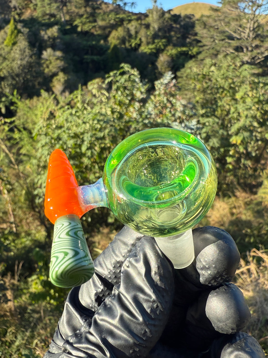 Waffle Glass Slide - Carrot Handle