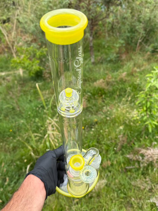 Empirical Glass Grill Perc Tube With Trashcan/Slide - Pineapple Juice/White Saturn