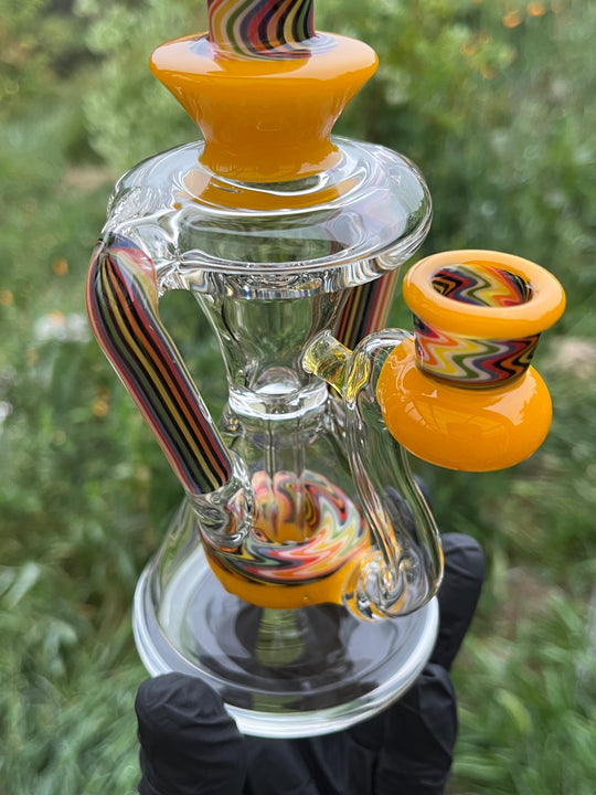 Uzzi Glass Wigwag Donut Recycler - Banana/Double Rainbow