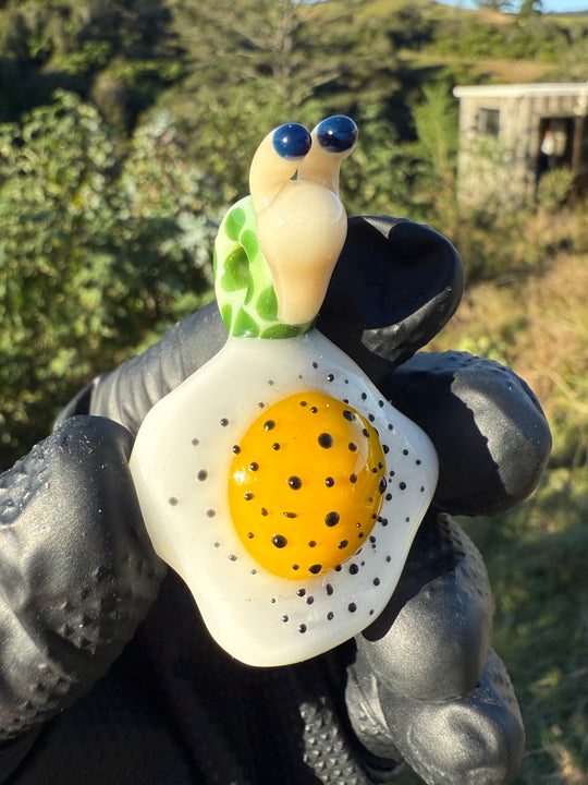 Waffle Glass Pendant - Snail On Egg