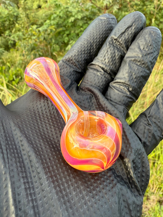 The Glass Bandit Spoon - Amber Purple/Silver Fumed