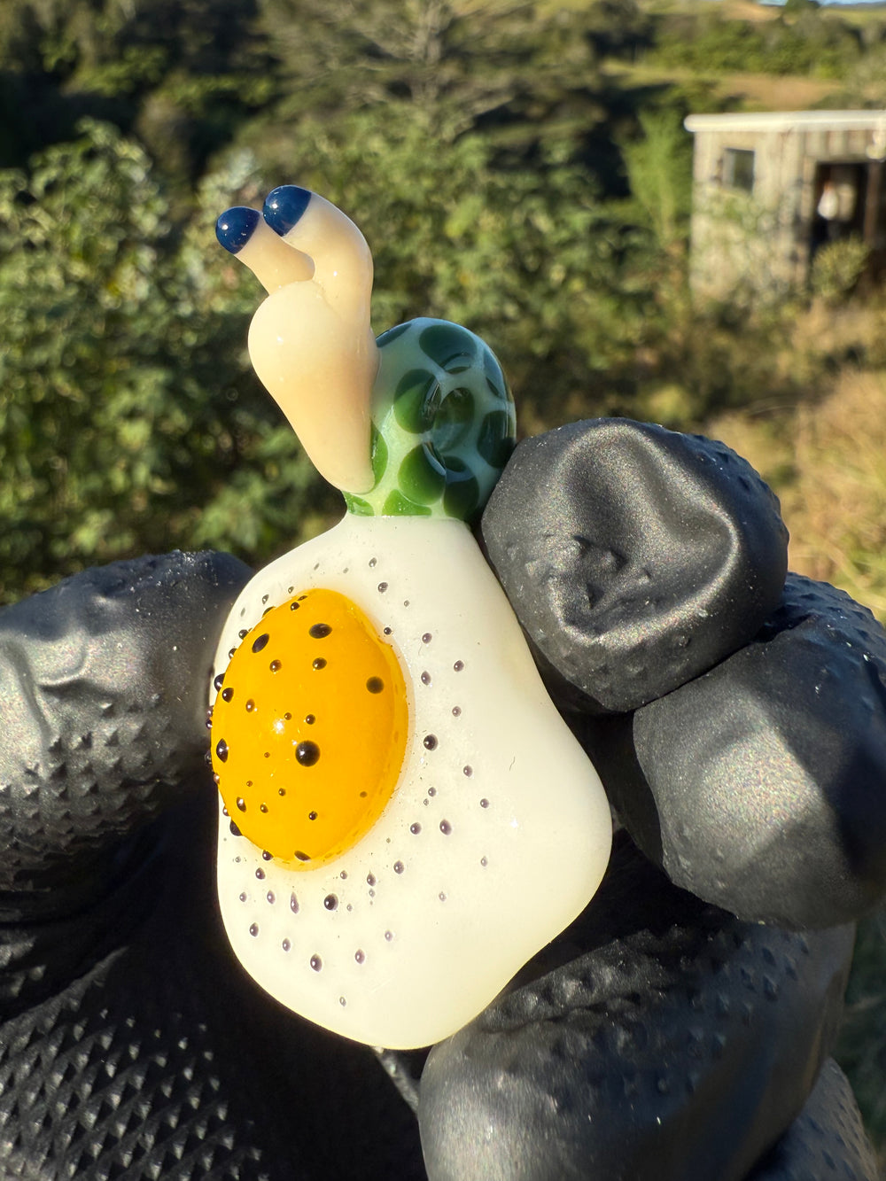 Waffle Glass Pendant - Snail On Egg