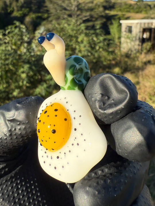 Waffle Glass Pendant - Snail On Egg