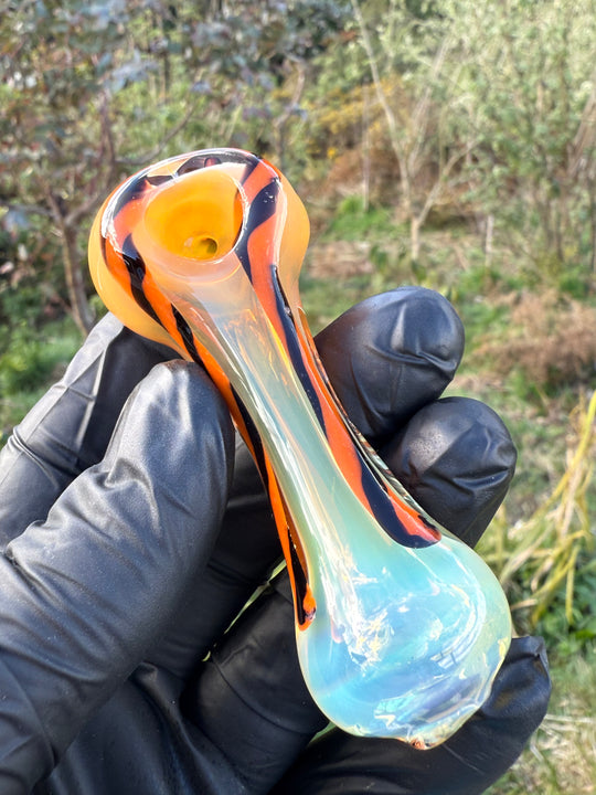 The Glass Bandit Spoon - Silver Fumed/Orange/Black