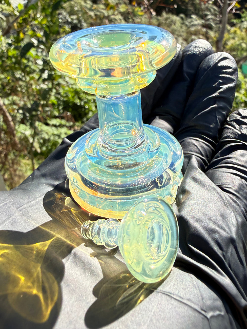 Yeti Glass Puffco Peak Dry Top/Joystick Set - Silver Fumed #1
