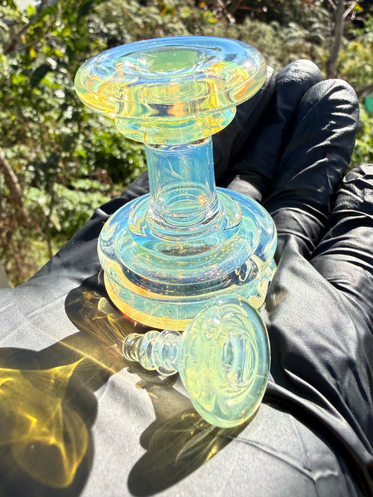 Yeti Glass Puffco Peak Dry Top/Joystick Set - Silver Fumed #1