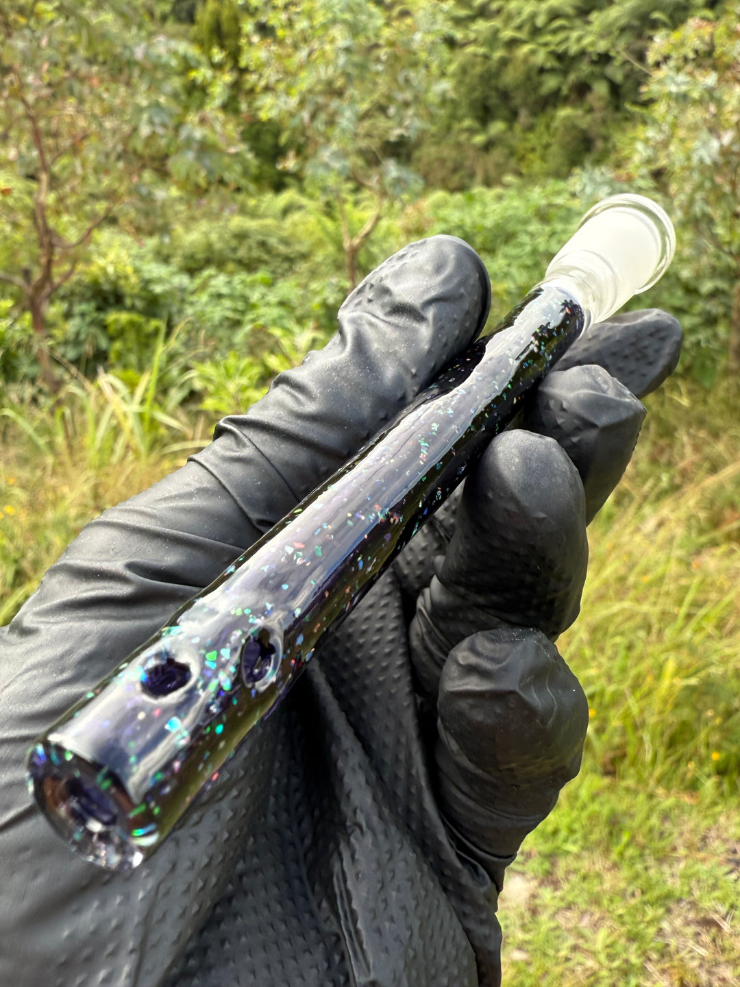 Jamie Clement Glass Collaboration Downstem - Purple/Dichro #2