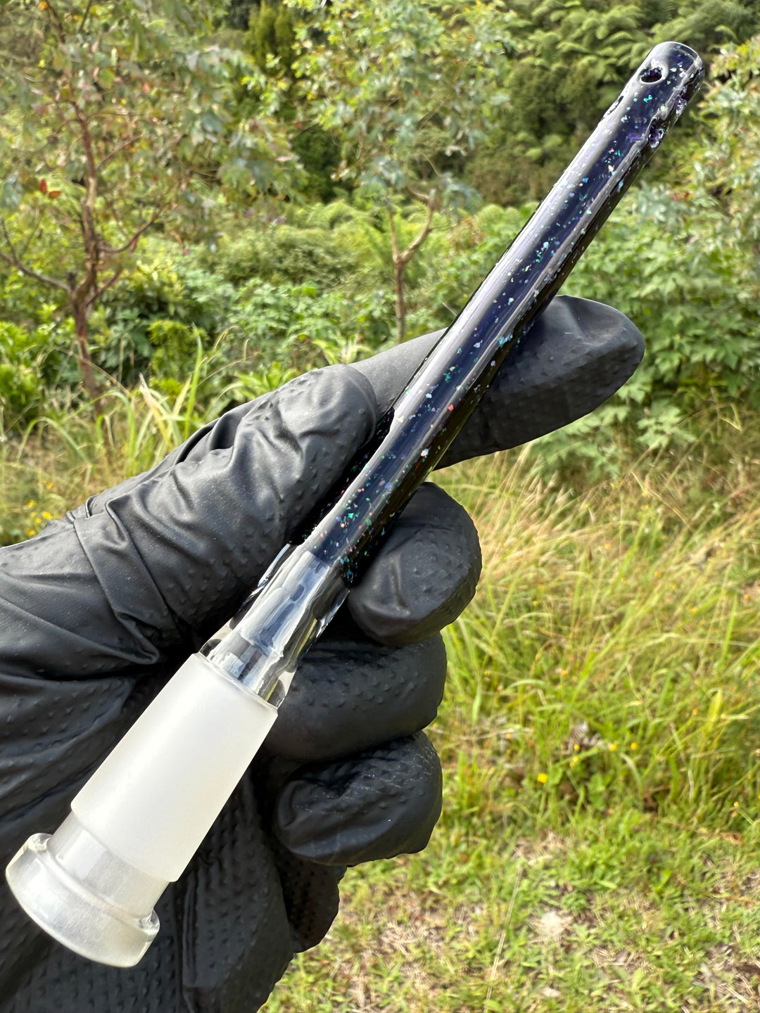 Jamie Clement Glass Collaboration Downstem - Purple/Dichro #2