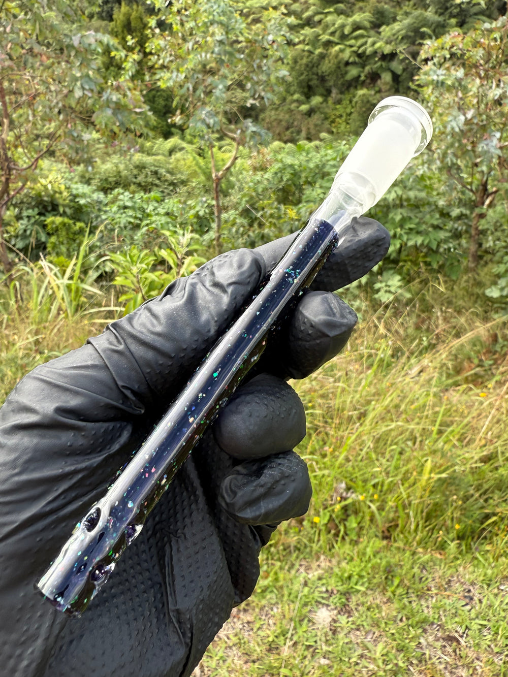 Jamie Clement Glass Collaboration Downstem - Purple/Dichro #2