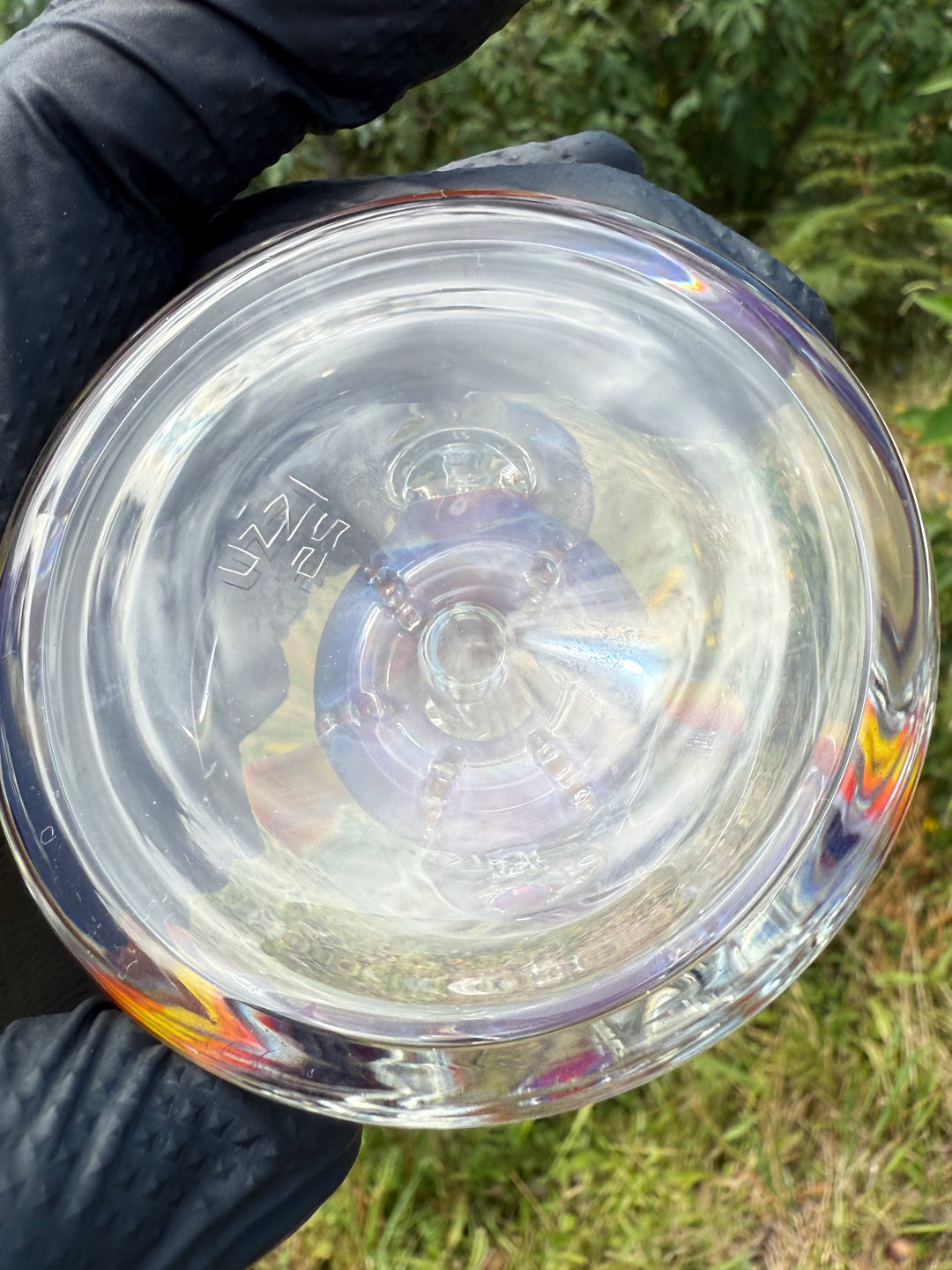 Uzzi Glass Wigwag Donut Recycler - Amber Purple/Amber Purple To Fire