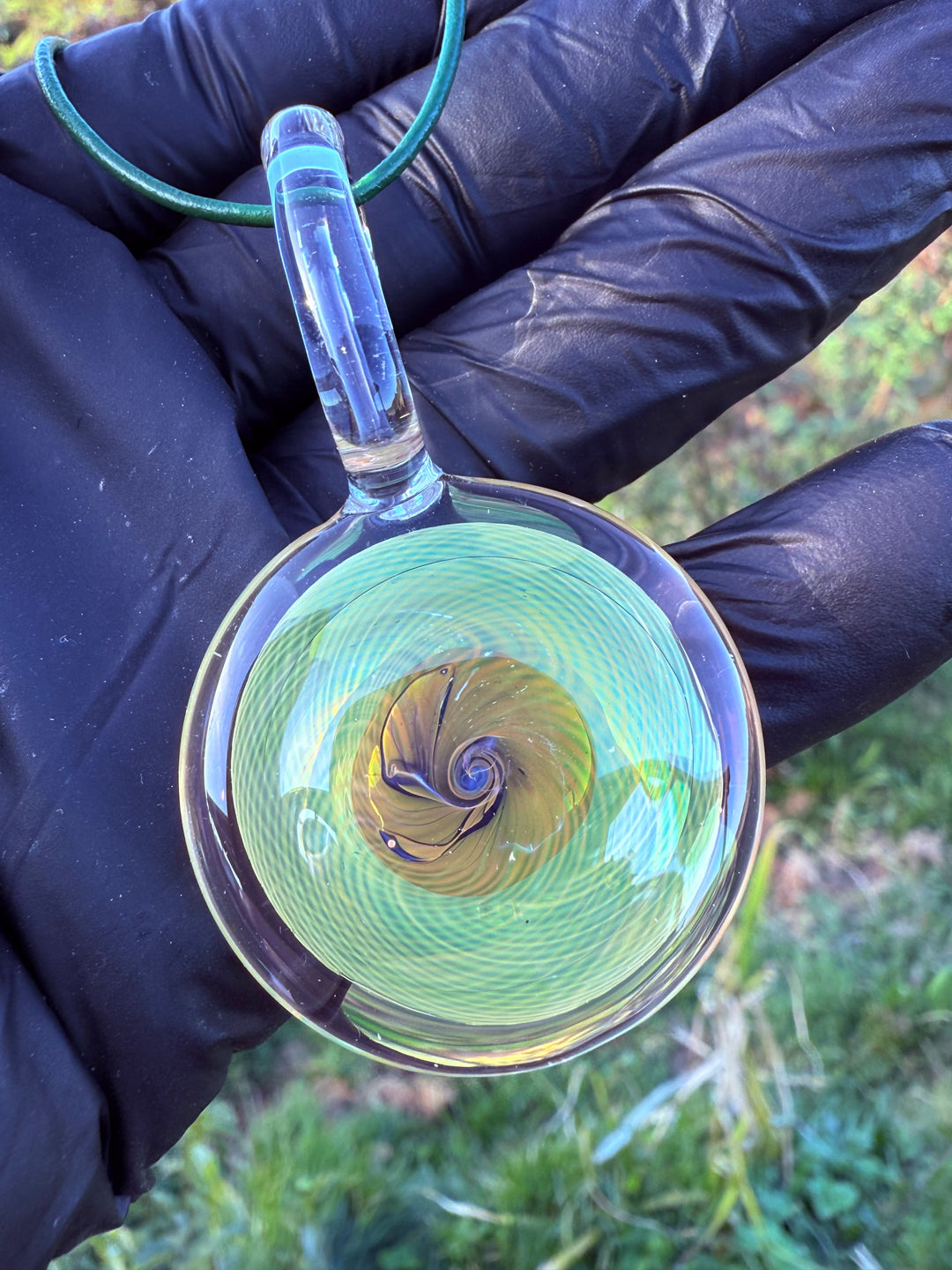 Jims Glass Blowing Fumicello Pendant - Gold/Silver Fumed