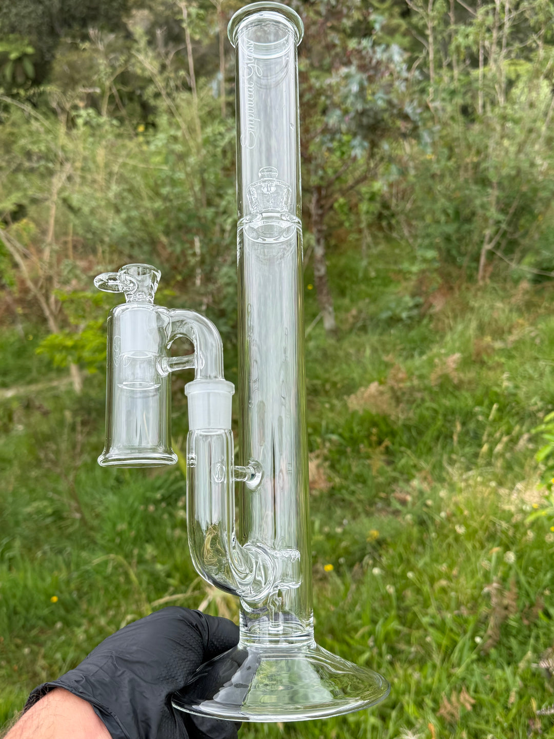 Empirical Glass Grill Perc Tube With Trashcan/Slide - Clear