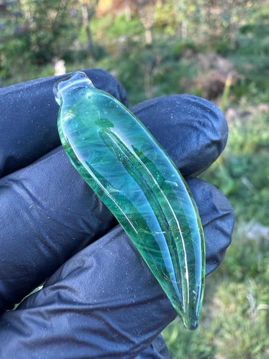 Jims Glass Blowing Leaf Pendant - Green #2