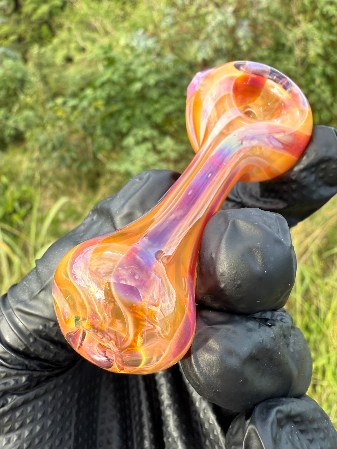 The Glass Bandit Spoon - Amber Purple/Silver Fumed