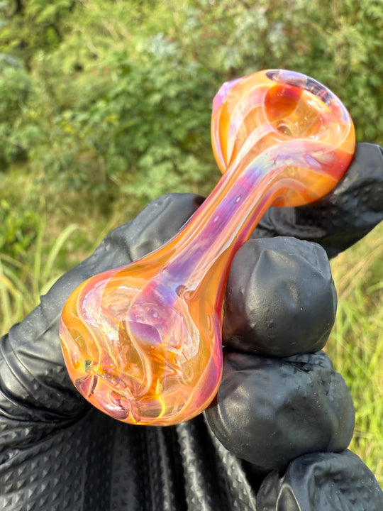 The Glass Bandit Spoon - Amber Purple/Silver Fumed