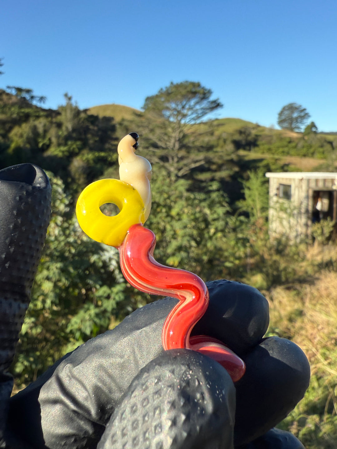 Waffle Glass Pendant - Snail On Bacon