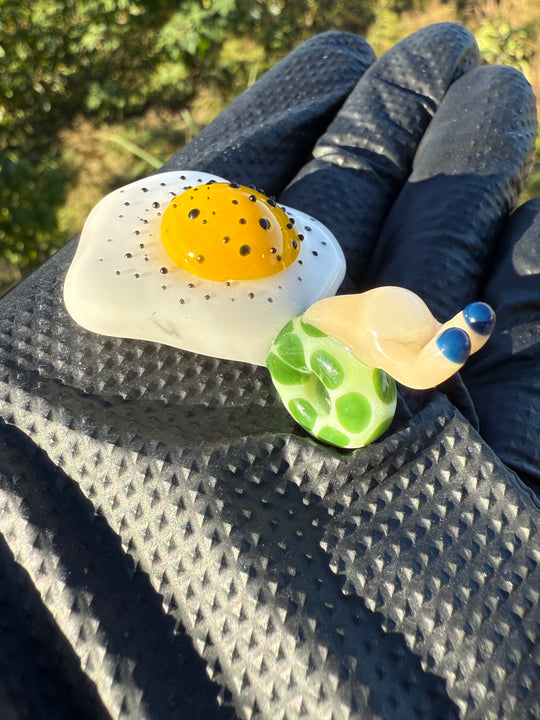 Waffle Glass Pendant - Snail On Egg