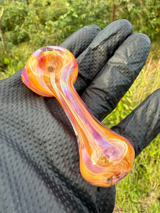 The Glass Bandit Spoon - Amber Purple/Silver Fumed