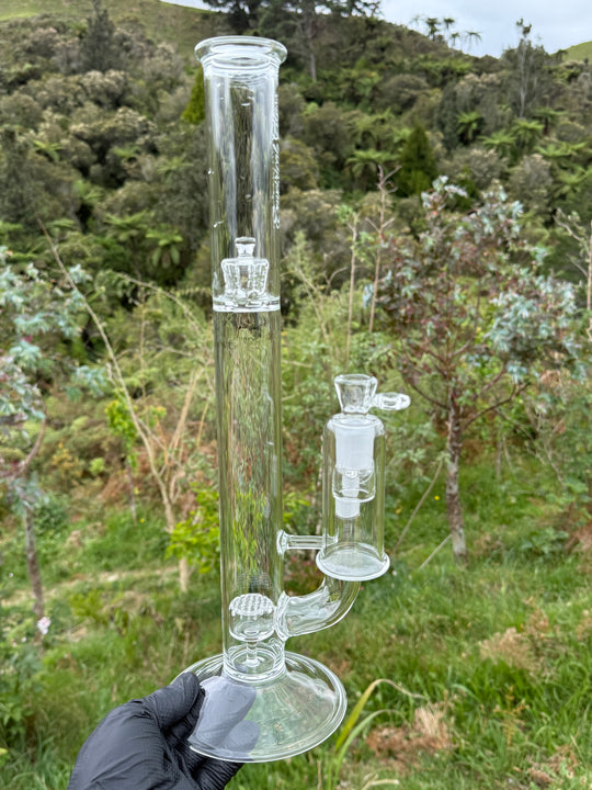 Empirical Glass Grill Perc Tube With Trashcan/Slide - Clear