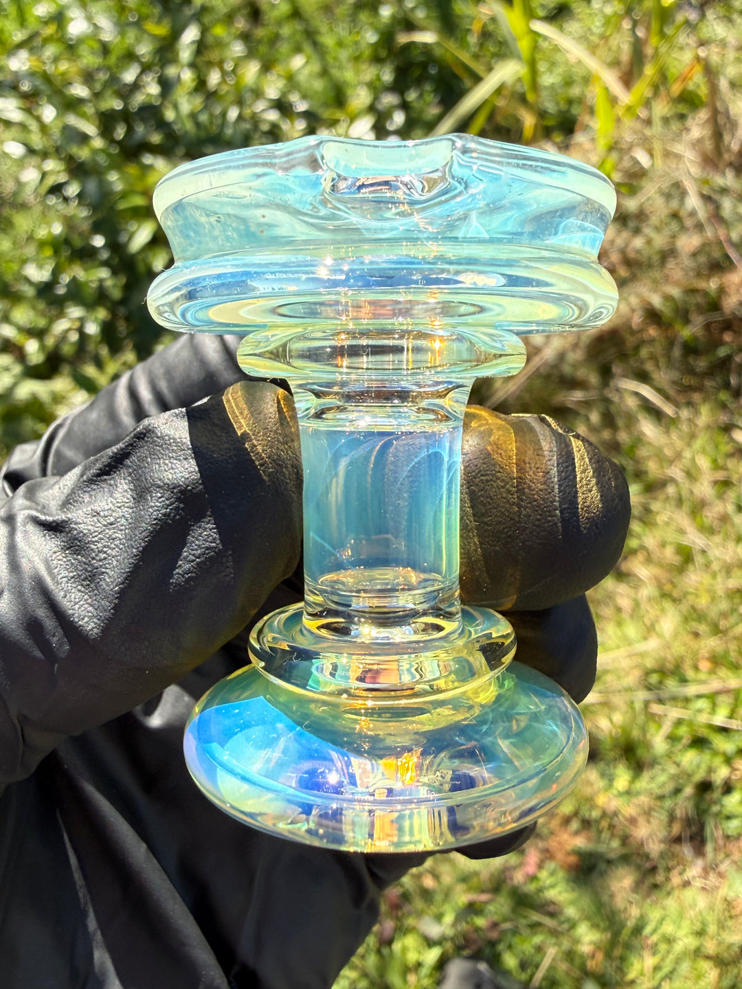 Yeti Glass Puffco Peak Dry Top/Joystick Set - Silver Fumed #1