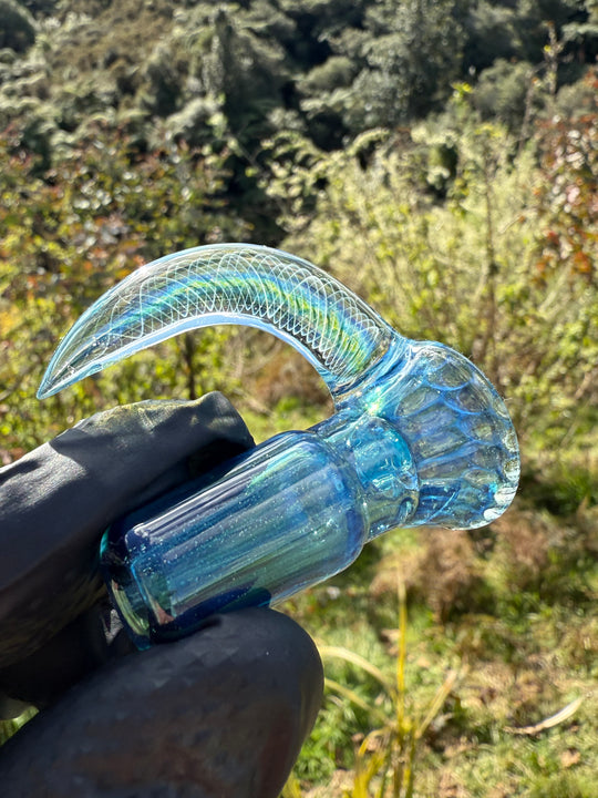 Polar Glass 18mm Fully Worked Slide Spiral Horn - Metaterrainia/Heavy Blue Stardust