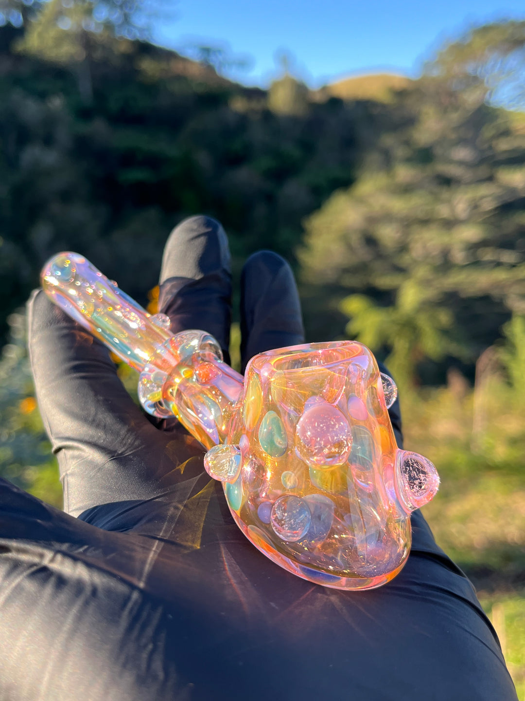 Jargo Glass Harlequin Hammer - Gold Fume/Coloured Dots