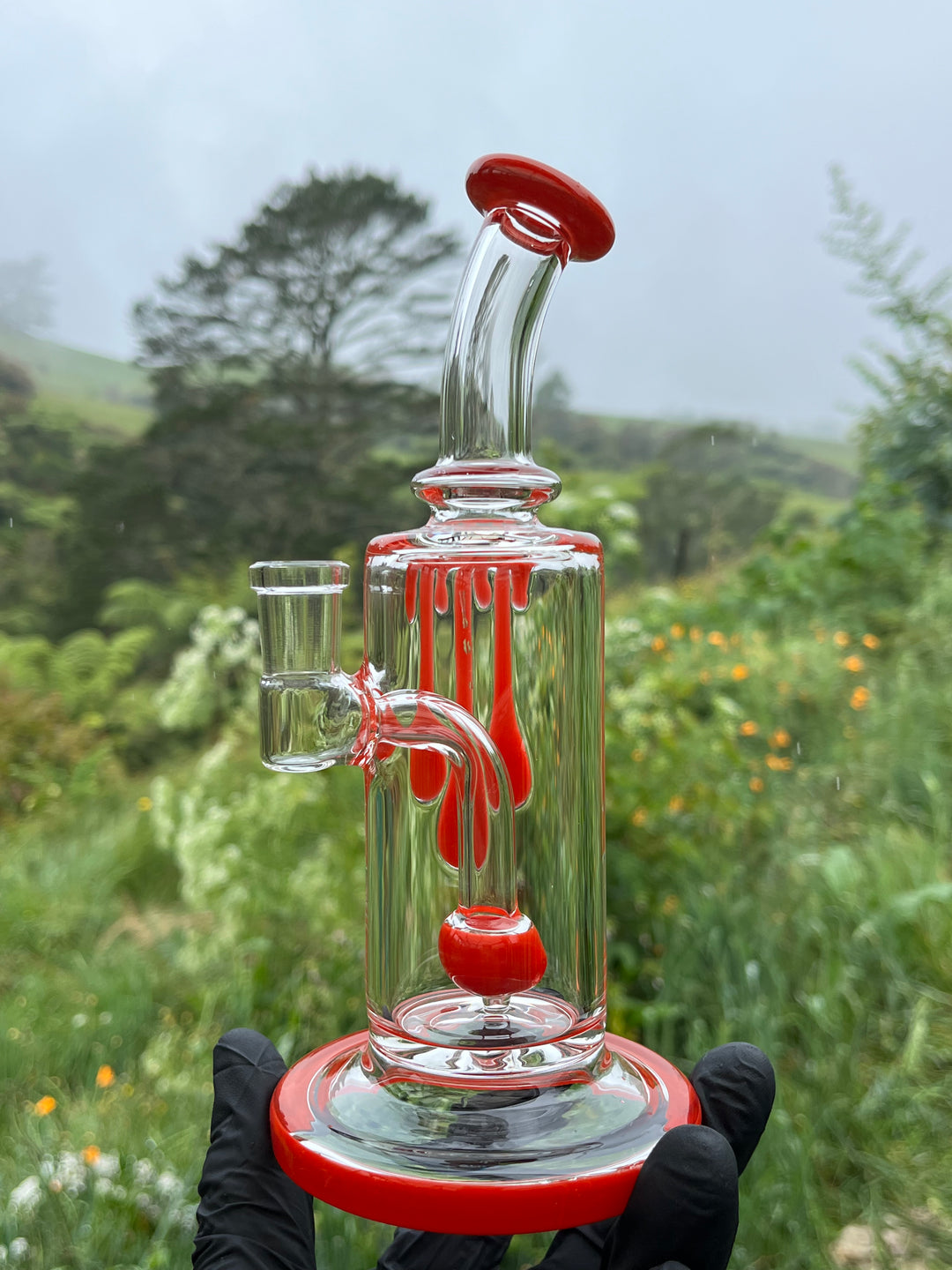 Uzzi Glass Drip Jammer Two Hole Perc - Poppy