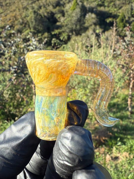 Jims Glass Blowing 18mm Chaos Horned Slide - Silver Fumed