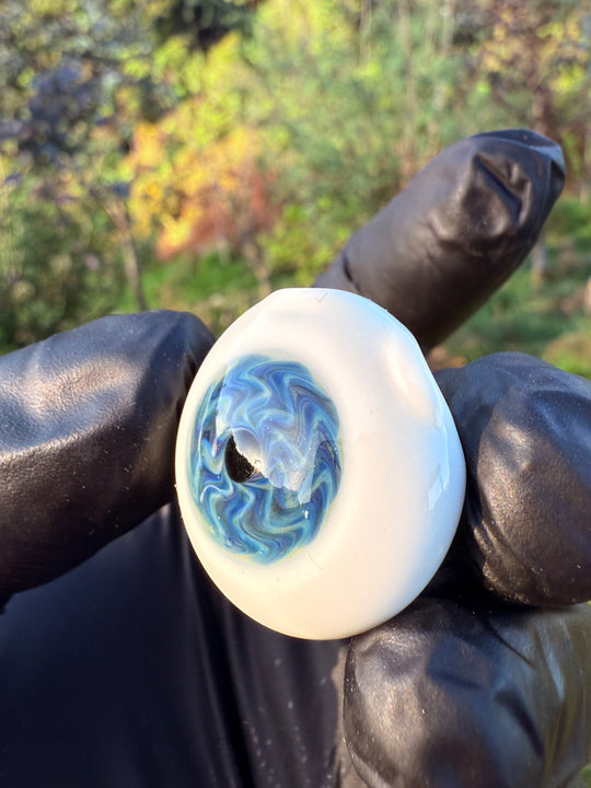 Jims Glass Blowing Hollow Eye Pendant - Blue Wigwag