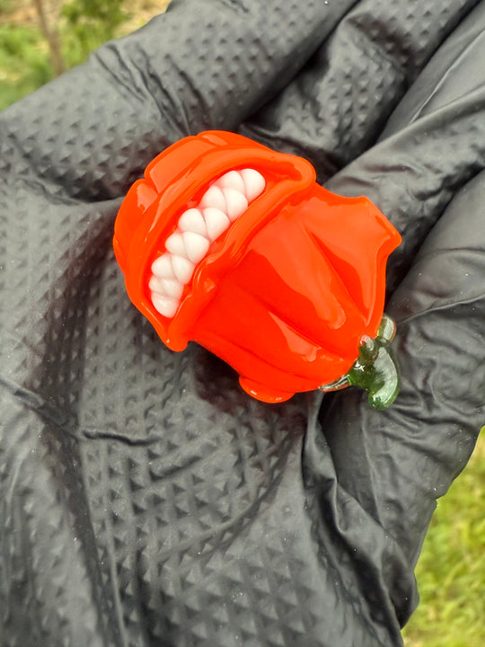 Wyrdglass Pumpkin Hollow Pendant - Orange