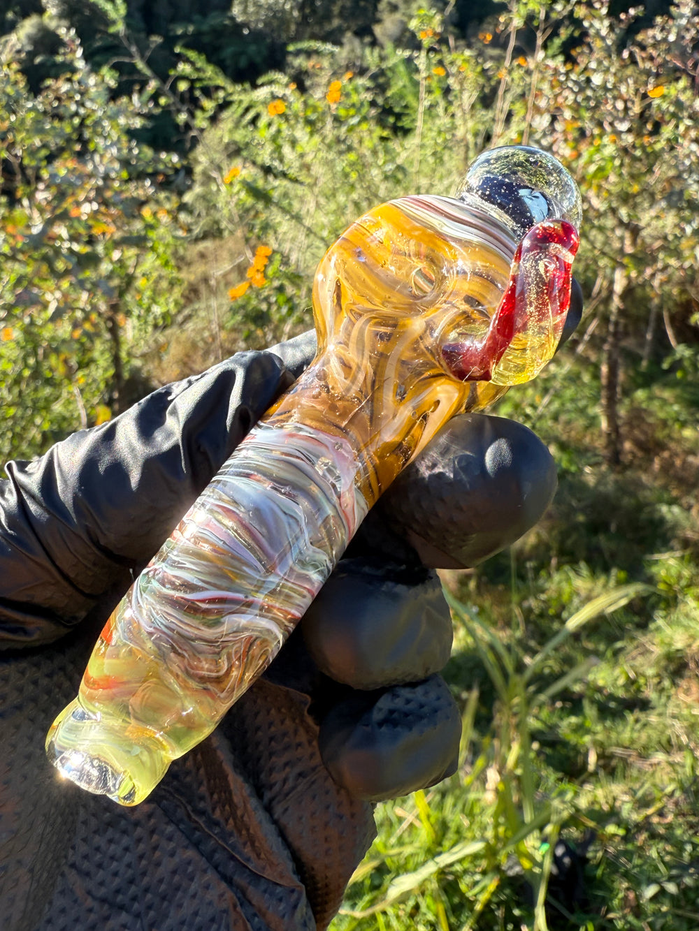 Green Thumb Bob Glass Spoon With Horn - Clear/Multicoloured #2