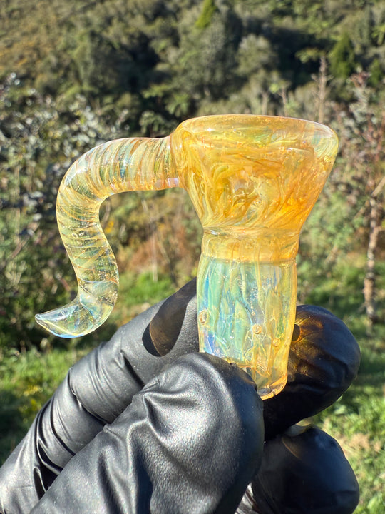 Jims Glass Blowing 18mm Chaos Horned Slide - Silver Fumed