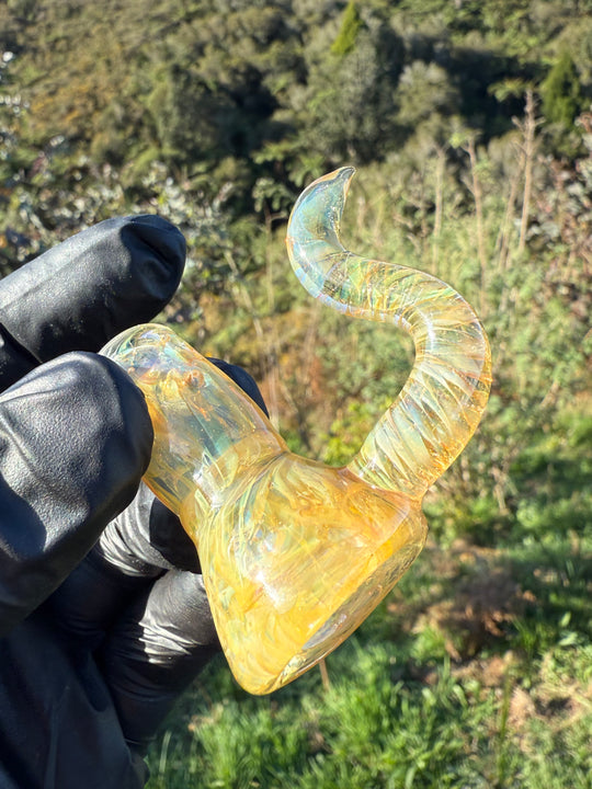 Jims Glass Blowing 18mm Chaos Horned Slide - Silver Fumed