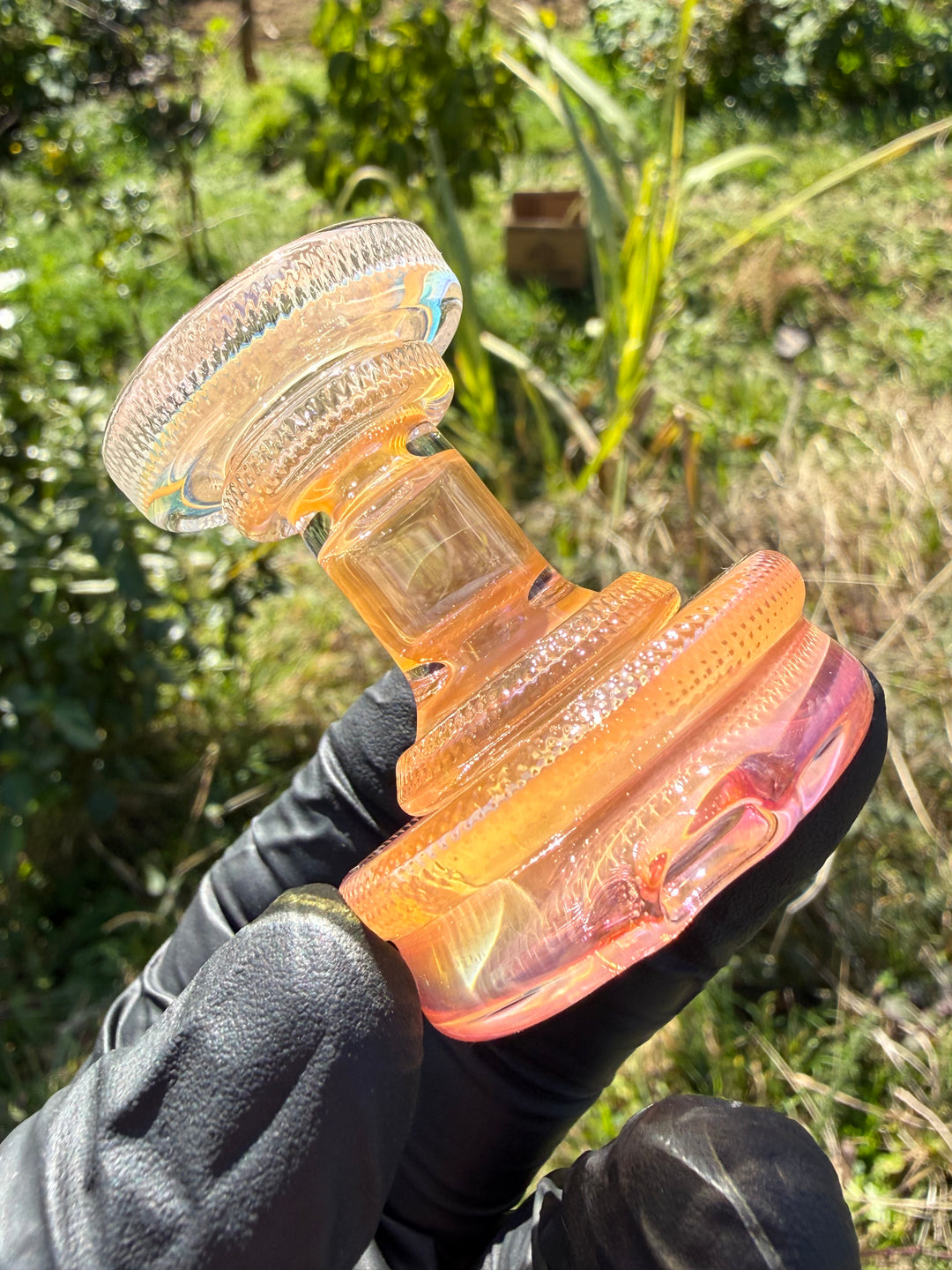 Yeti Glass Puffco Peak Dry Top/Joystick Set - Gold Fumed #1