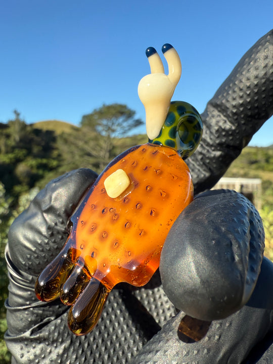Waffle Glass Pendant - Snail On Waffle #2