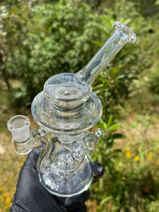 Uzzi Glass Tripple Uptake Bent Neck Klien - Clear With Opal