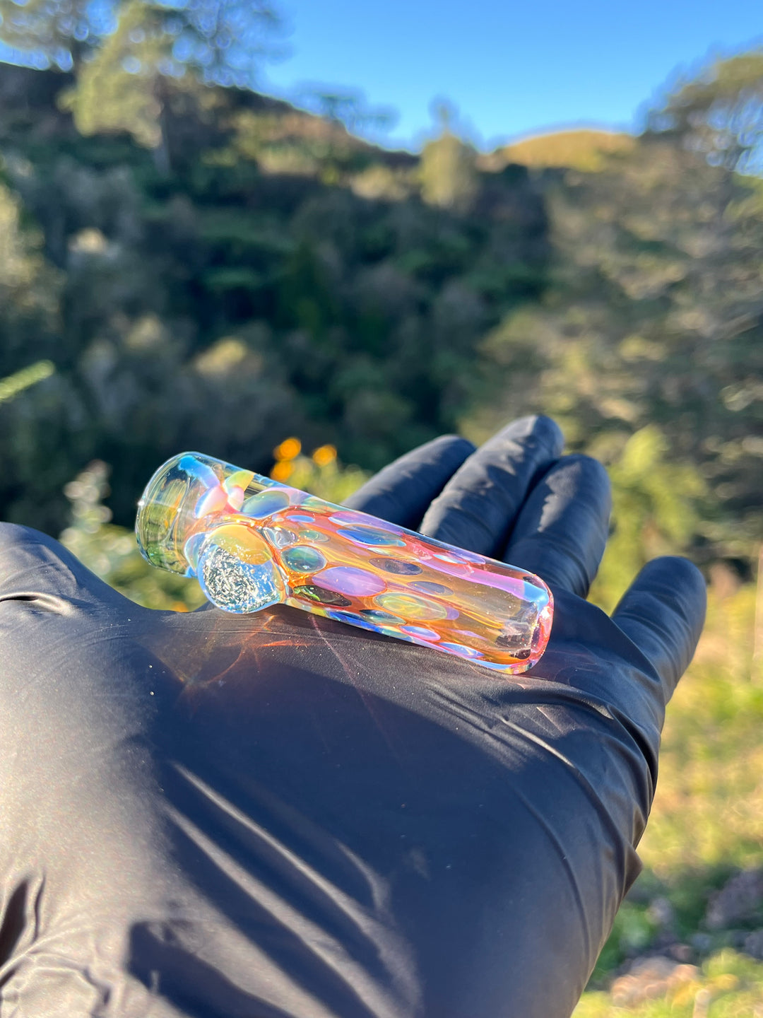 Jargo Glass Harlequin One Hitter - Gold Fume/Coloured Dots