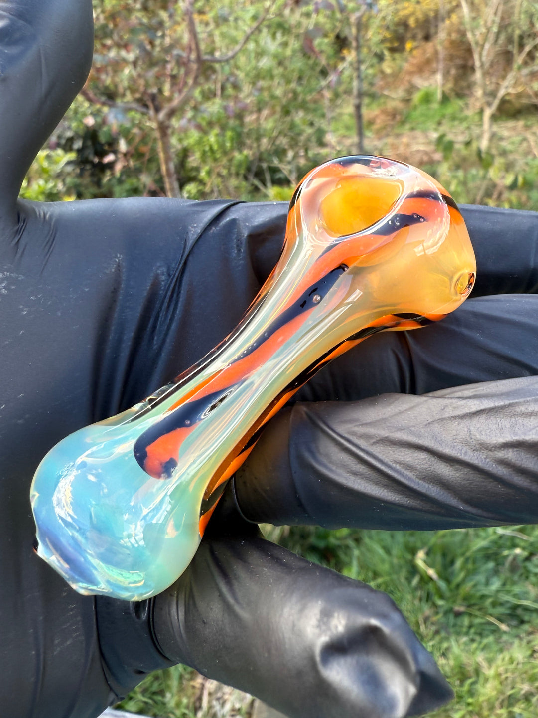 The Glass Bandit Spoon - Silver Fumed/Orange/Black
