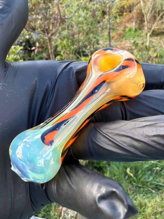 The Glass Bandit Spoon - Silver Fumed/Orange/Black
