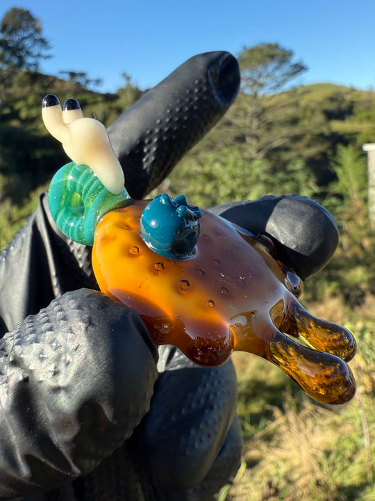 Waffle Glass Pendant - Snail On Waffle #1