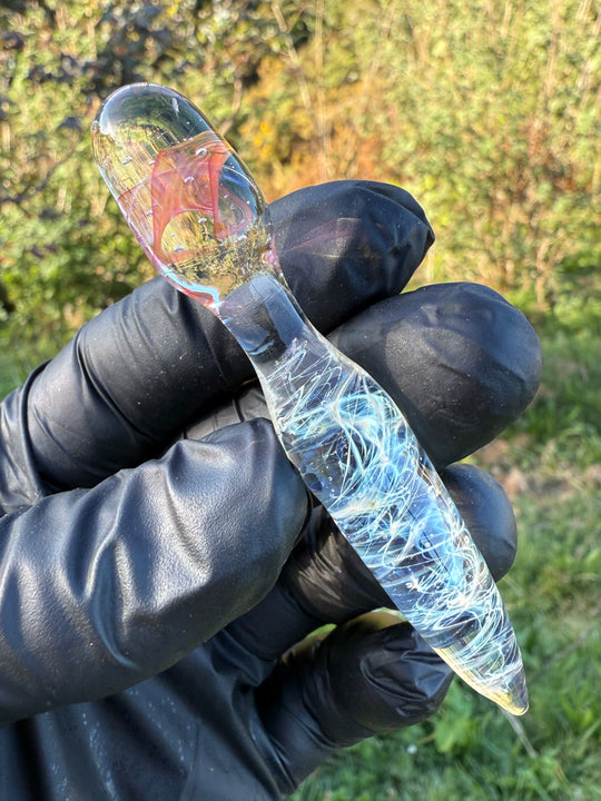 Jims Glass Blowing Chaos Poker - Silver/Gold Fumed