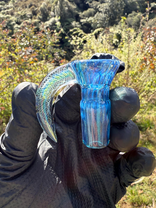 Polar Glass 18mm Fully Worked Slide Spiral Horn - Metaterrainia/Heavy Blue Stardust