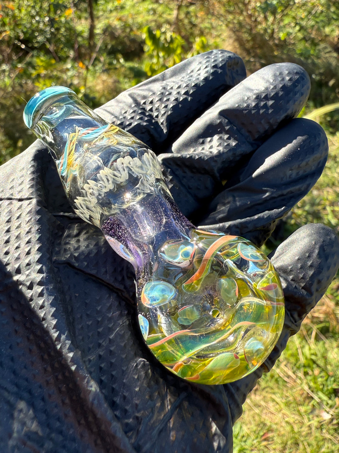 Green Thumb Bob Glass Spoon - Clear/Multicoloured #5