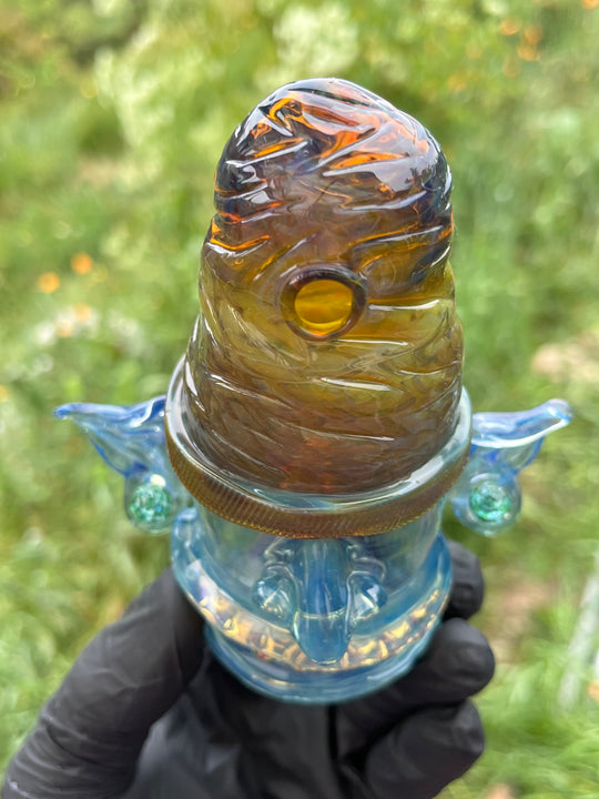 Wyrdglass Goblin 22c Gold Grill Beanie Rig - Pinocchio Sparkle/Nightcap