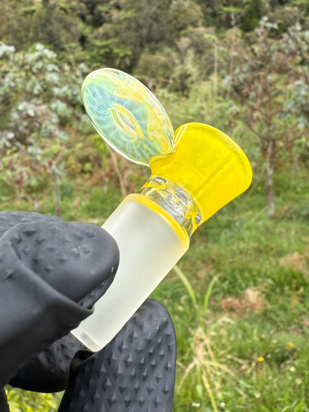 Empirical Glass Grill Perc Tube With Trashcan/Slide - Pineapple Juice/White Saturn