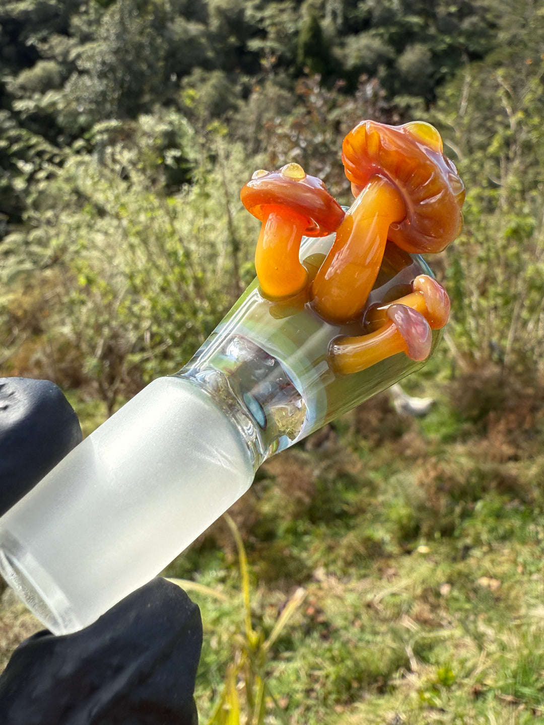 Jamie Clement Slide 18mm Shroom Handle - Ganja Butter/Orange Opal Phoenix