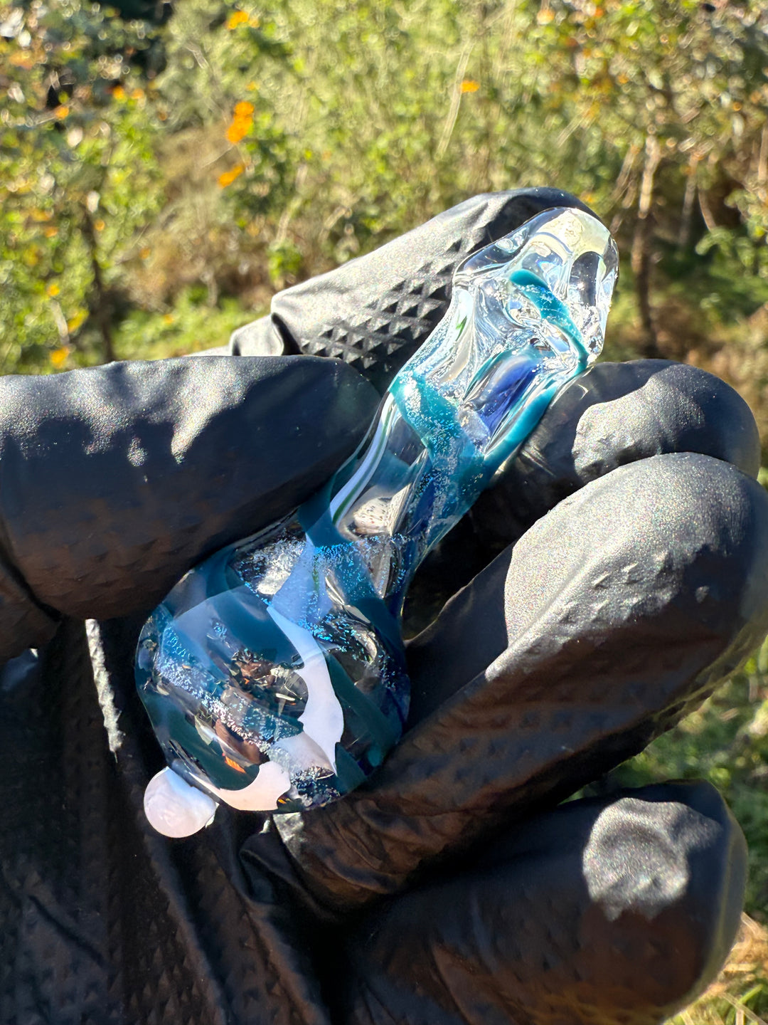 Green Thumb Bob Glass Mini Spoon - Clear/Multicoloured Lines #1